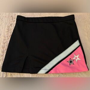 Pizzazz pink and black star print cheerleading skirt in size youth L